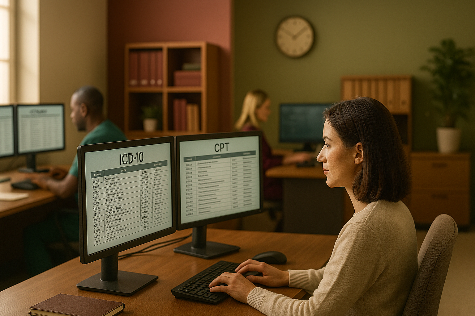 Medical coders working